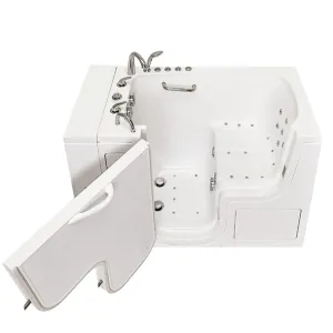 Ella Wheelchair Transfer 32"x52" Acrylic Air and Hydro Massage Walk-In Bathtub with Left Outward Swing Door, 5 Piece Fast Fill Faucet, 2" Dual Drain
