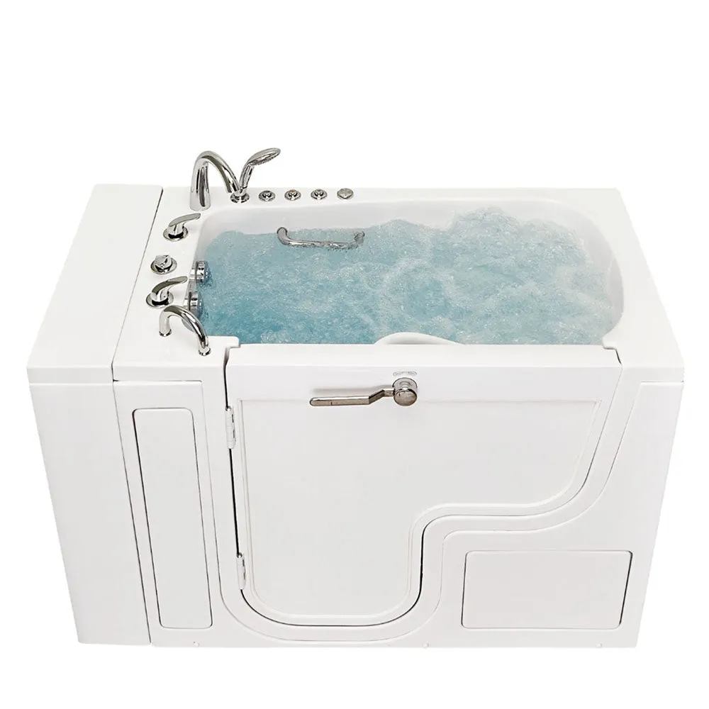 Ella Wheelchair Transfer 32"x52" Acrylic Air and Hydro Massage Walk-In Bathtub with Left Outward Swing Door, 5 Piece Fast Fill Faucet, 2" Dual Drain