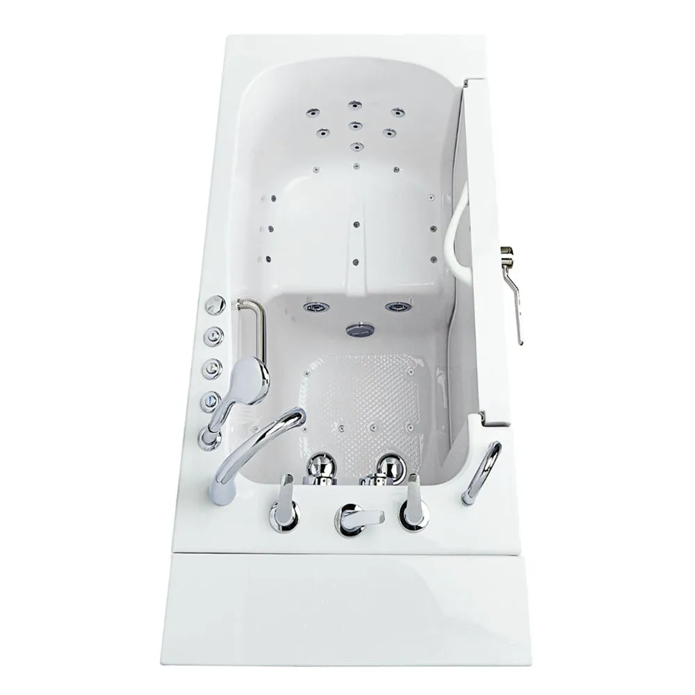 Ella Wheelchair Transfer 32"x52" Acrylic Air and Hydro Massage Walk-In Bathtub with Left Outward Swing Door, 5 Piece Fast Fill Faucet, 2" Dual Drain