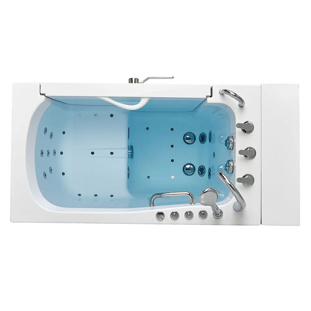 Ella Wheelchair Transfer 32"x52" Acrylic Air and Hydro Massage Walk-In Bathtub with Left Outward Swing Door, 5 Piece Fast Fill Faucet, 2" Dual Drain