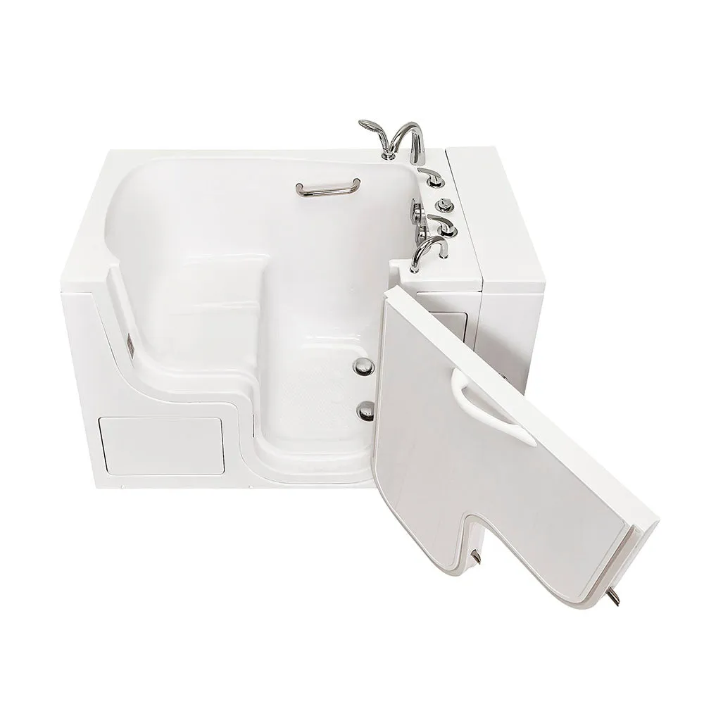 Ella Wheelchair Transfer 32"x52" Acrylic Soaking Walk-In-Bathtub, Right Outward Swing Door, 5 Piece Fast Fill Faucet, 2" Dual Drain