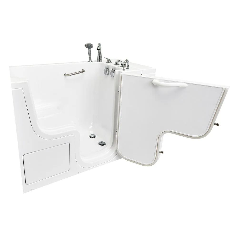 Ella Wheelchair Transfer 32"x52" Acrylic Soaking Walk-In-Bathtub, Right Outward Swing Door, 5 Piece Fast Fill Faucet, 2" Dual Drain