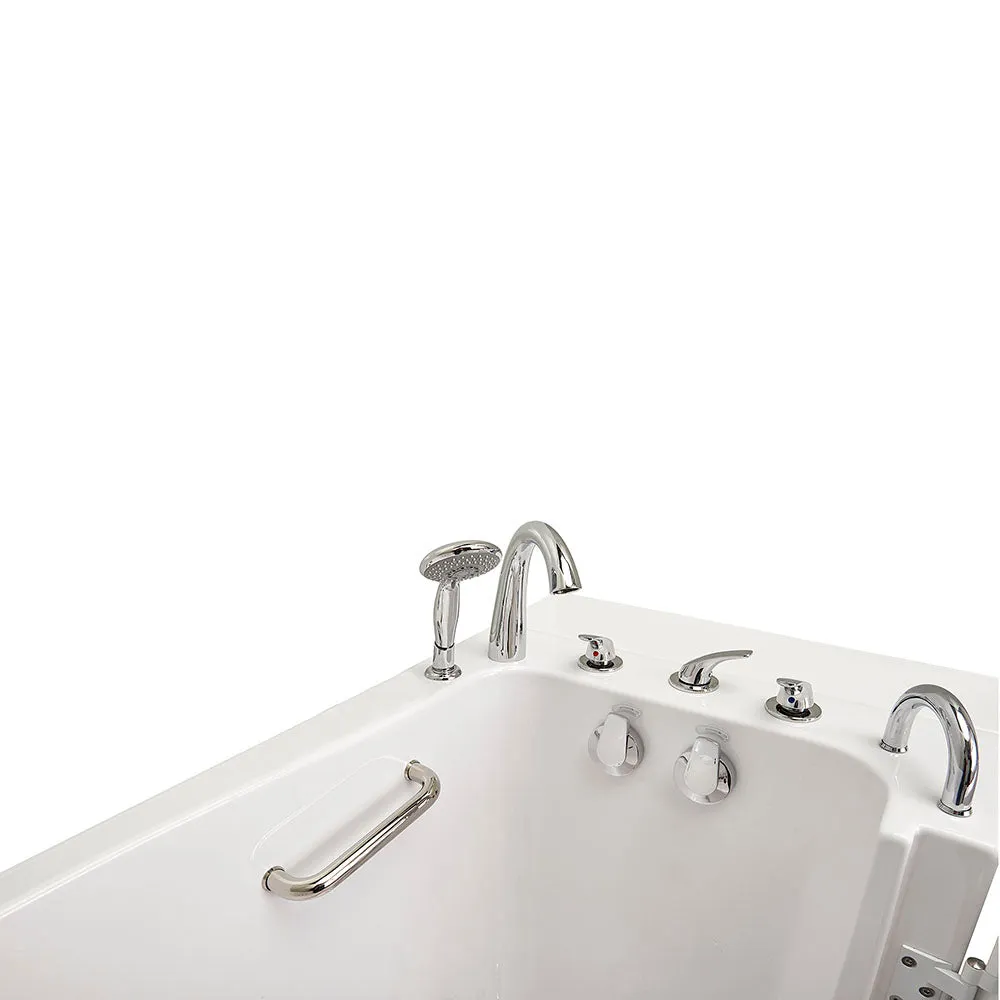 Ella Wheelchair Transfer 32"x52" Acrylic Soaking Walk-In-Bathtub, Right Outward Swing Door, 5 Piece Fast Fill Faucet, 2" Dual Drain