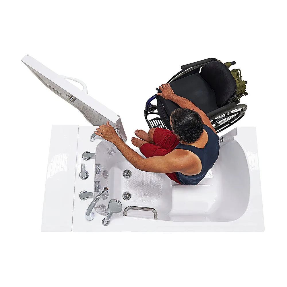 Ella Wheelchair Transfer 32"x52" Acrylic Soaking Walk-In-Bathtub, Right Outward Swing Door, 5 Piece Fast Fill Faucet, 2" Dual Drain