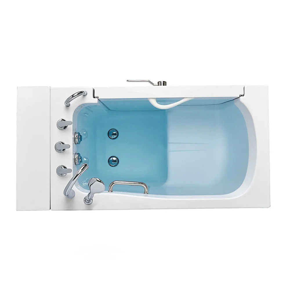 Ella Wheelchair Transfer 32"x52" Acrylic Soaking Walk-In-Bathtub, Right Outward Swing Door, 5 Piece Fast Fill Faucet, 2" Dual Drain