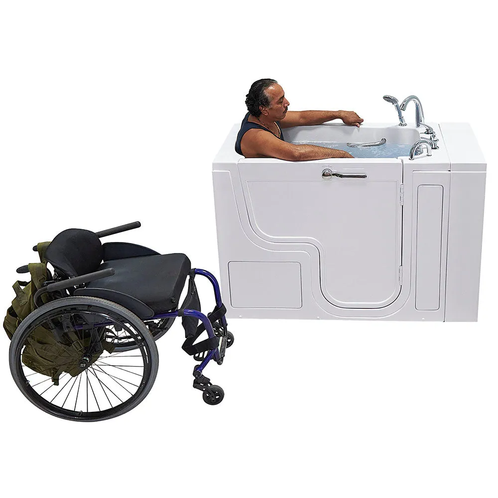 Ella Wheelchair Transfer 32"x52" Acrylic Soaking Walk-In-Bathtub, Right Outward Swing Door, 5 Piece Fast Fill Faucet, 2" Dual Drain