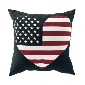 Evergreen Door Decor,Indoor/Outdoor Patriotic Throw Pillows - Heart 18"x18",18x18x6.3 Inches