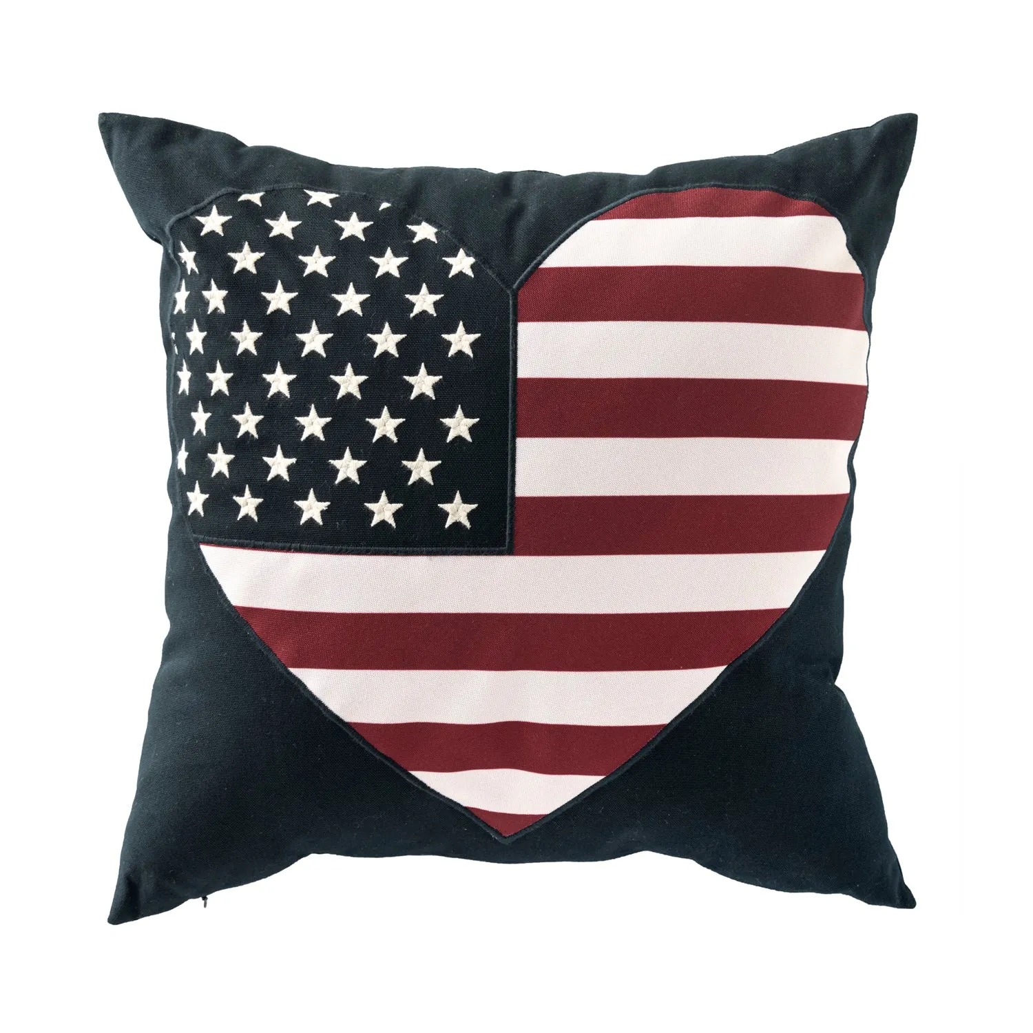 Evergreen Door Decor,Indoor/Outdoor Patriotic Throw Pillows - Heart 18"x18",18x18x6.3 Inches