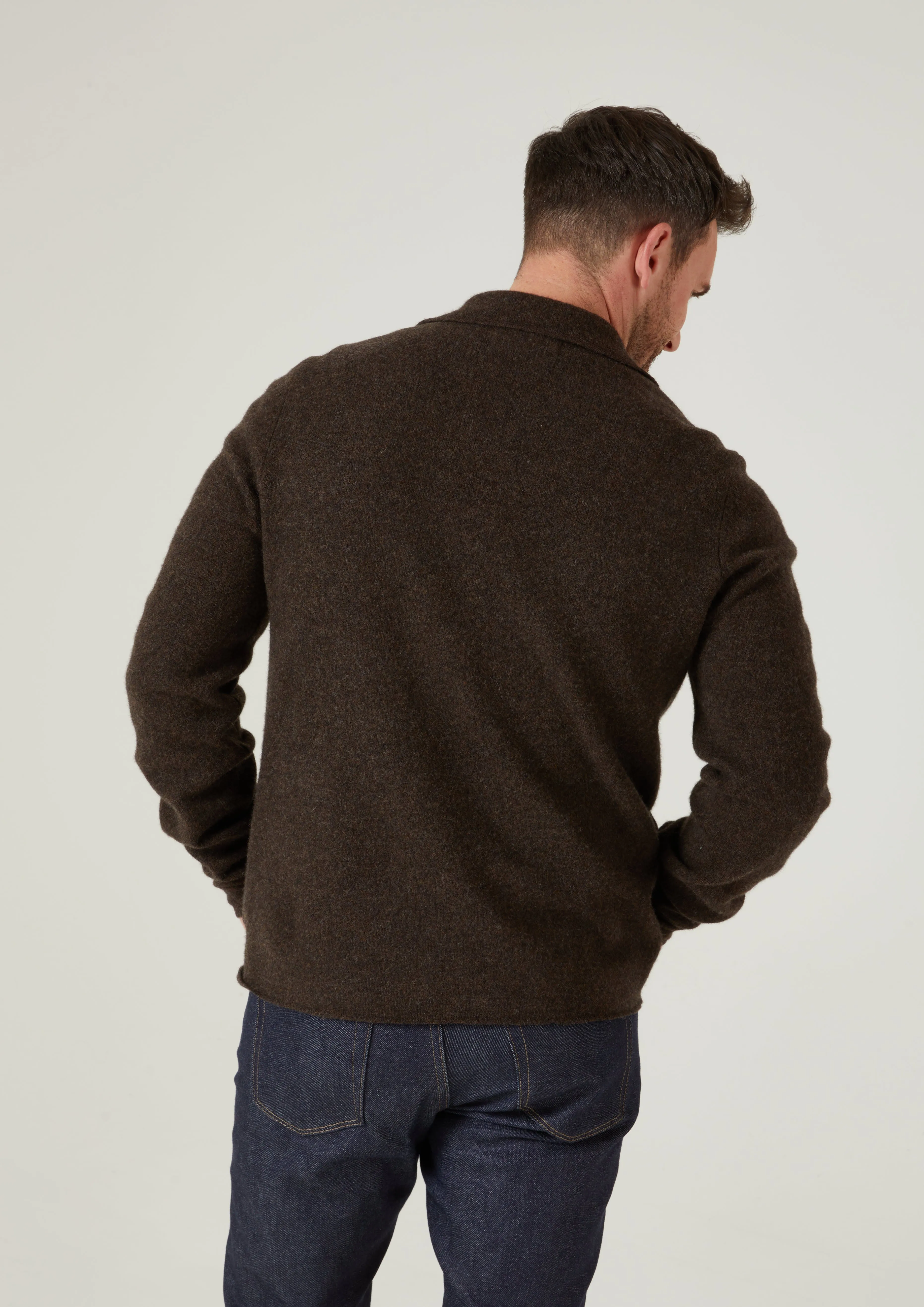 Ferndale Men's Knitted Lambswool Shirt In Cocoa - Regular Fit