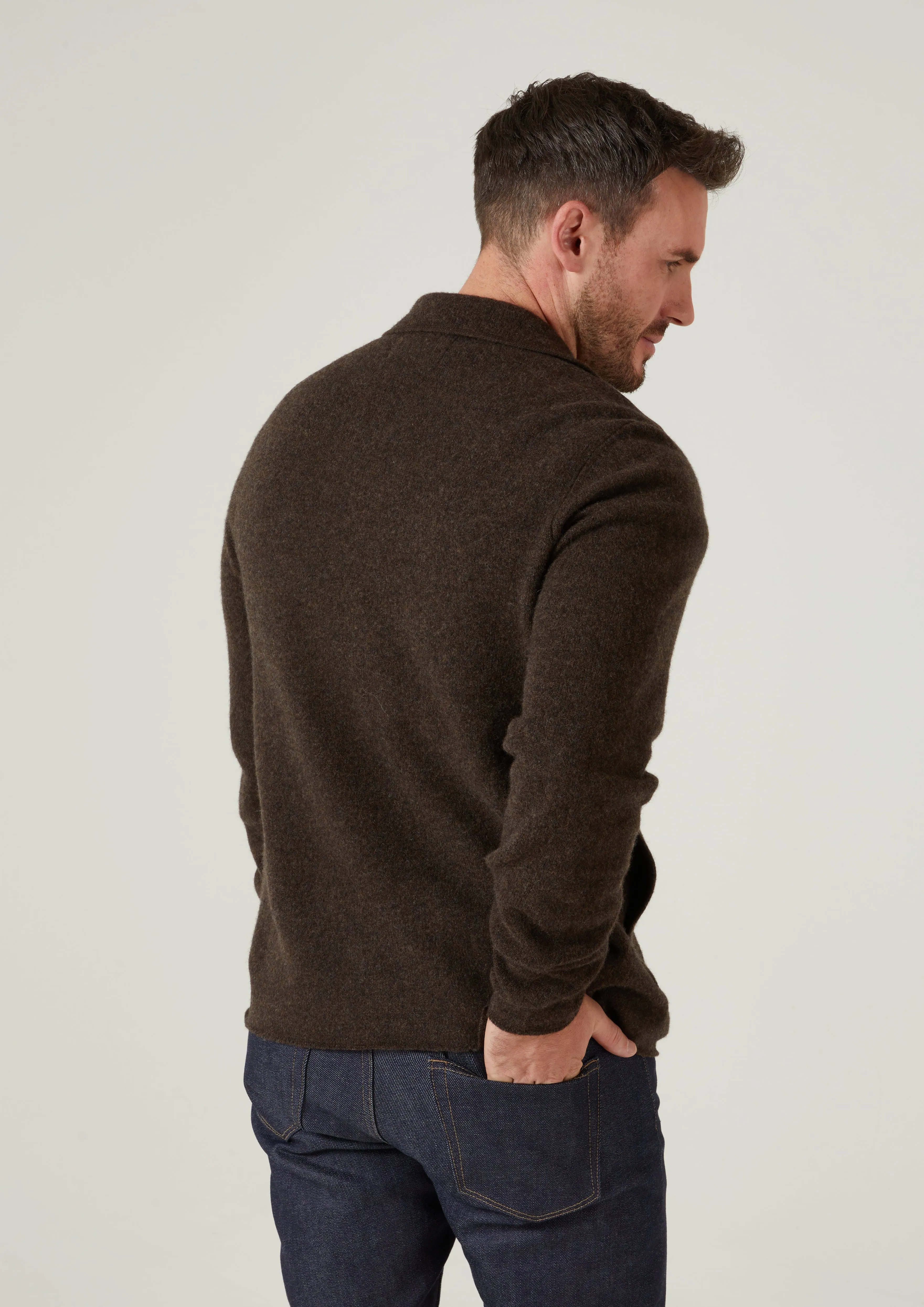 Ferndale Men's Knitted Lambswool Shirt In Cocoa - Regular Fit