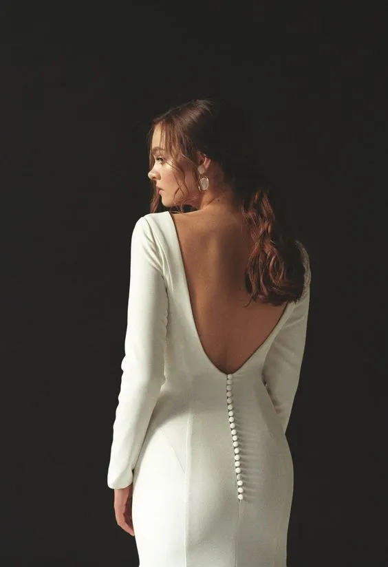 Fitted Open Back Long Sleeve Wedding Dress