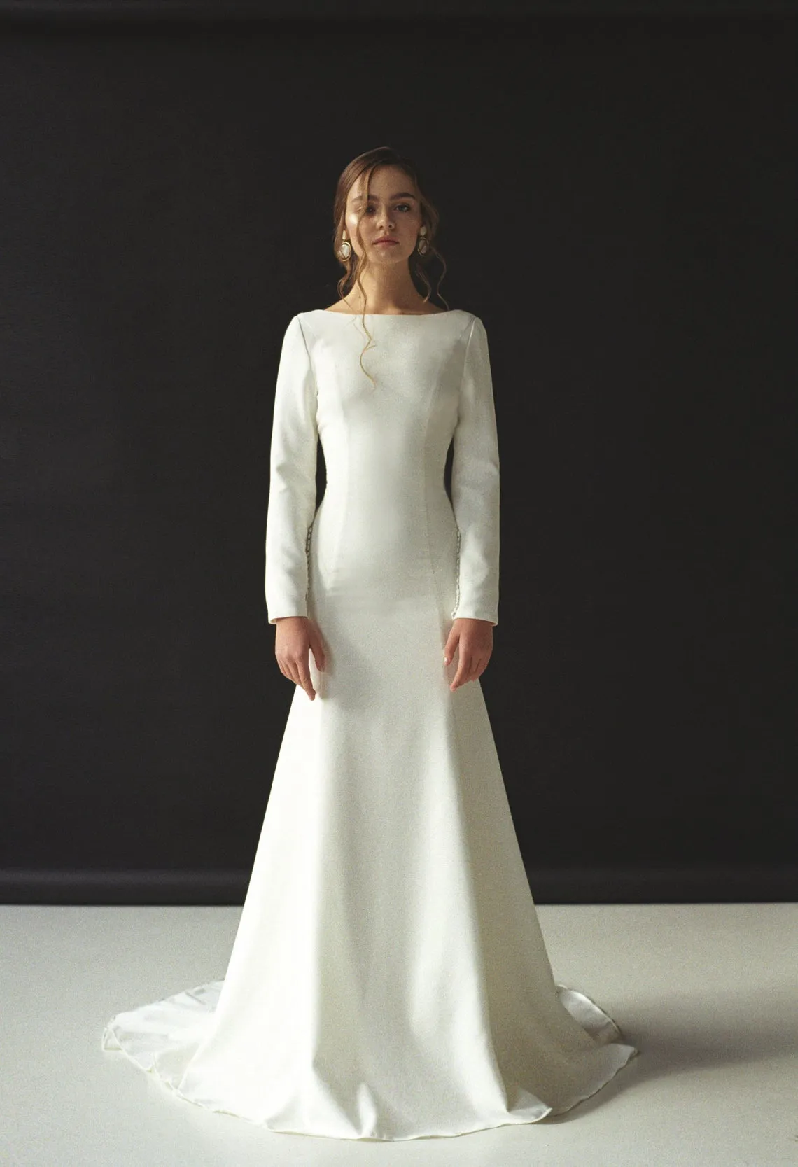Fitted Open Back Long Sleeve Wedding Dress