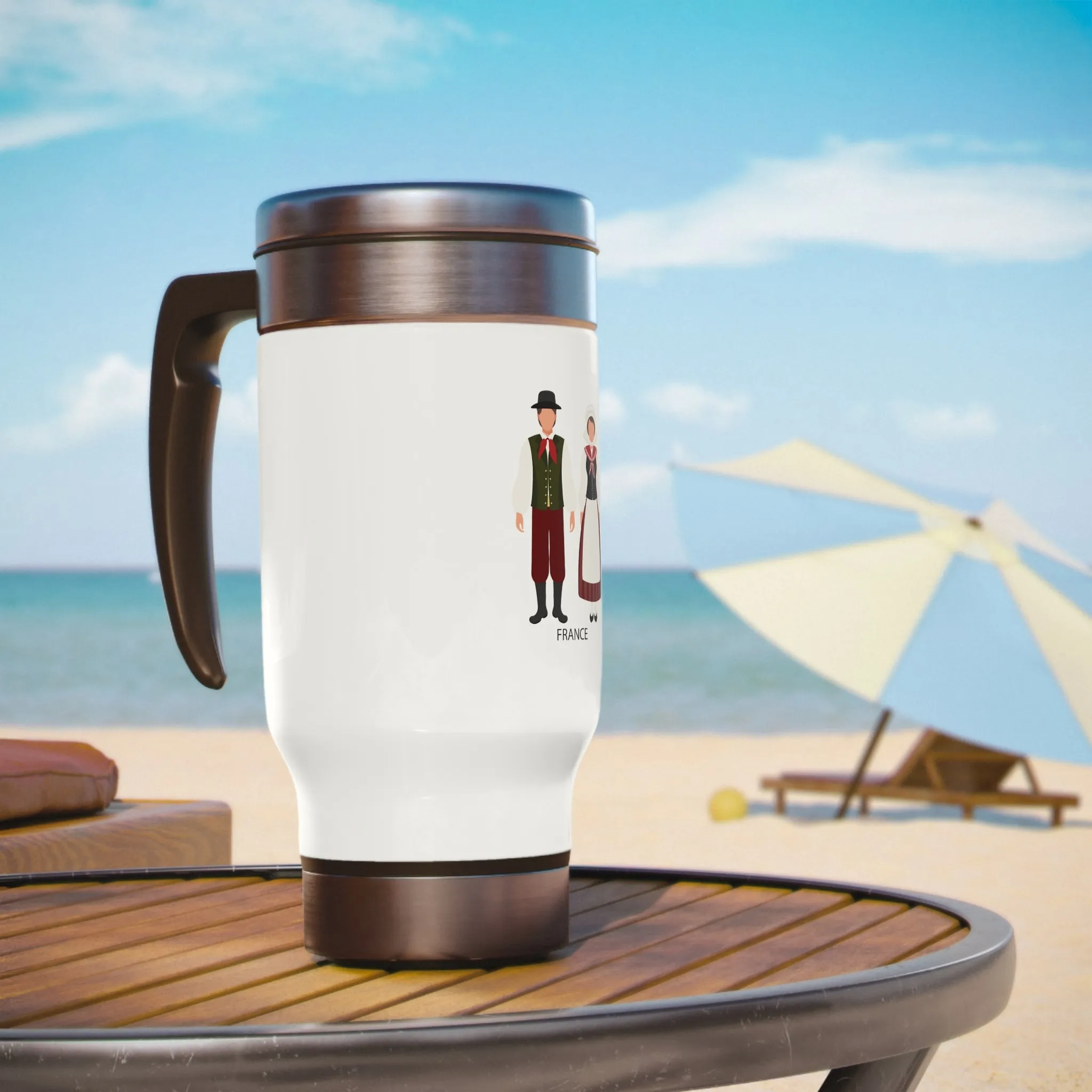 France Stainless Steel Travel Mug with Handle, 14oz