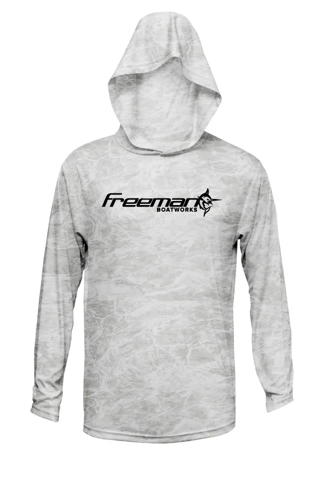 Freeman Boatworks Grey Camo 43 Hull Hooded Performance Shirt