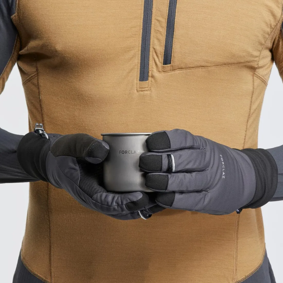 Gants tactiles coupe vent de trekking montagne - MT900 gris - adulte