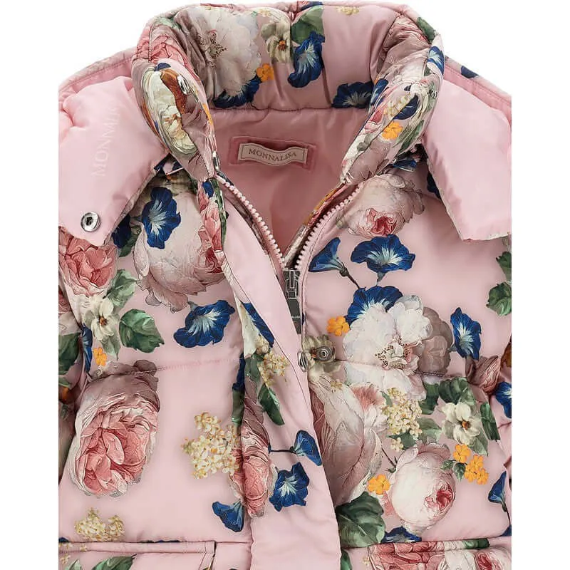 Girls Pink Floral Coat