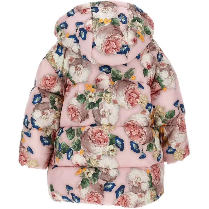 Girls Pink Floral Coat