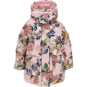 Girls Pink Floral Coat