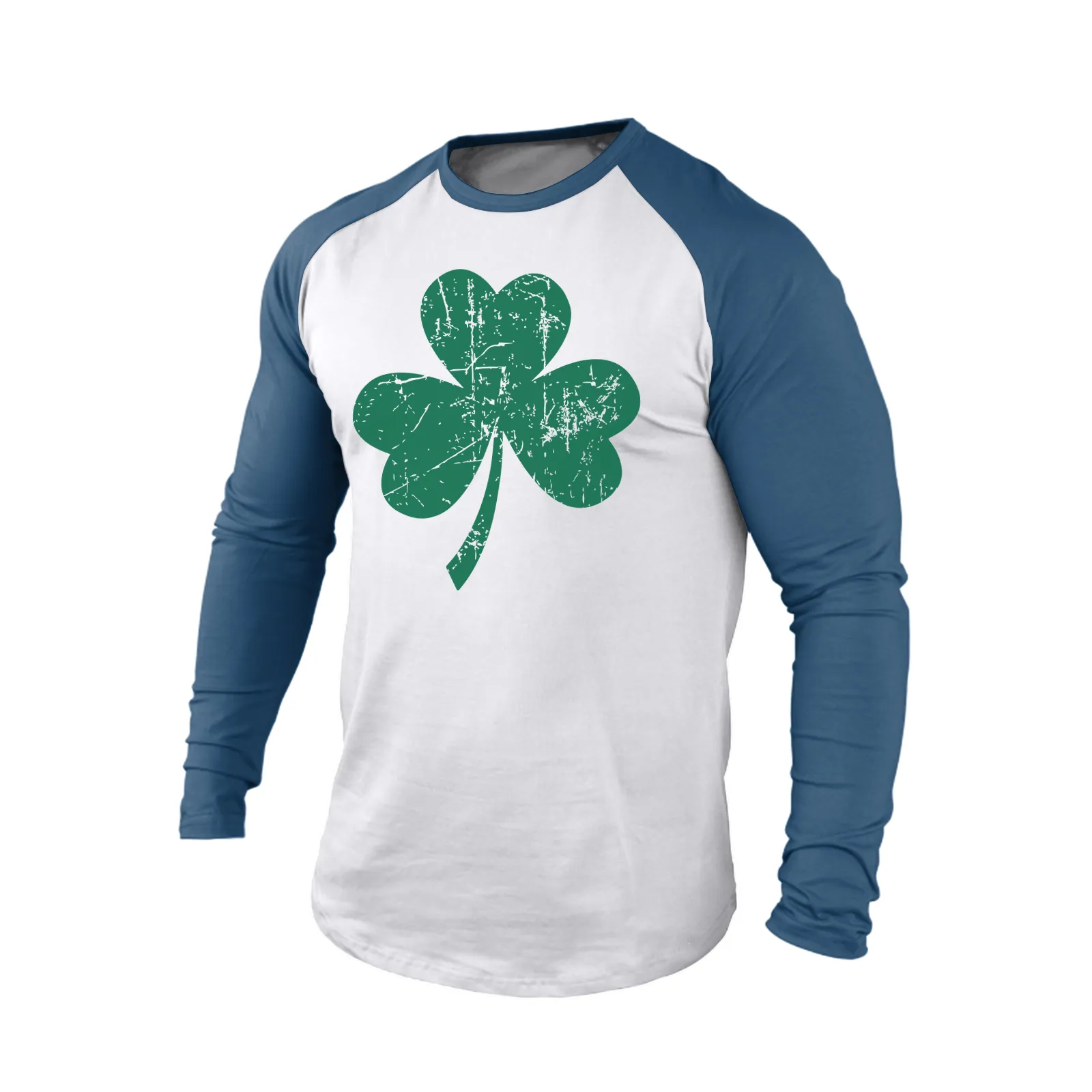 GOOD LUCK SHAMROCK 100% COTTON RAGLAN GRAPHIC LONG SLEEVE T-SHIRT