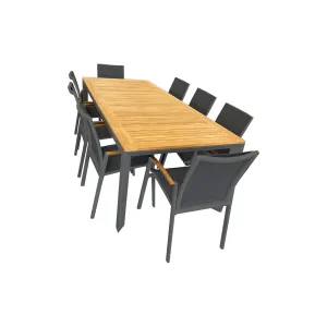 Grove/Cairo Outdoor Ext 9pce -  220/280x100 - Charcoal & Teak