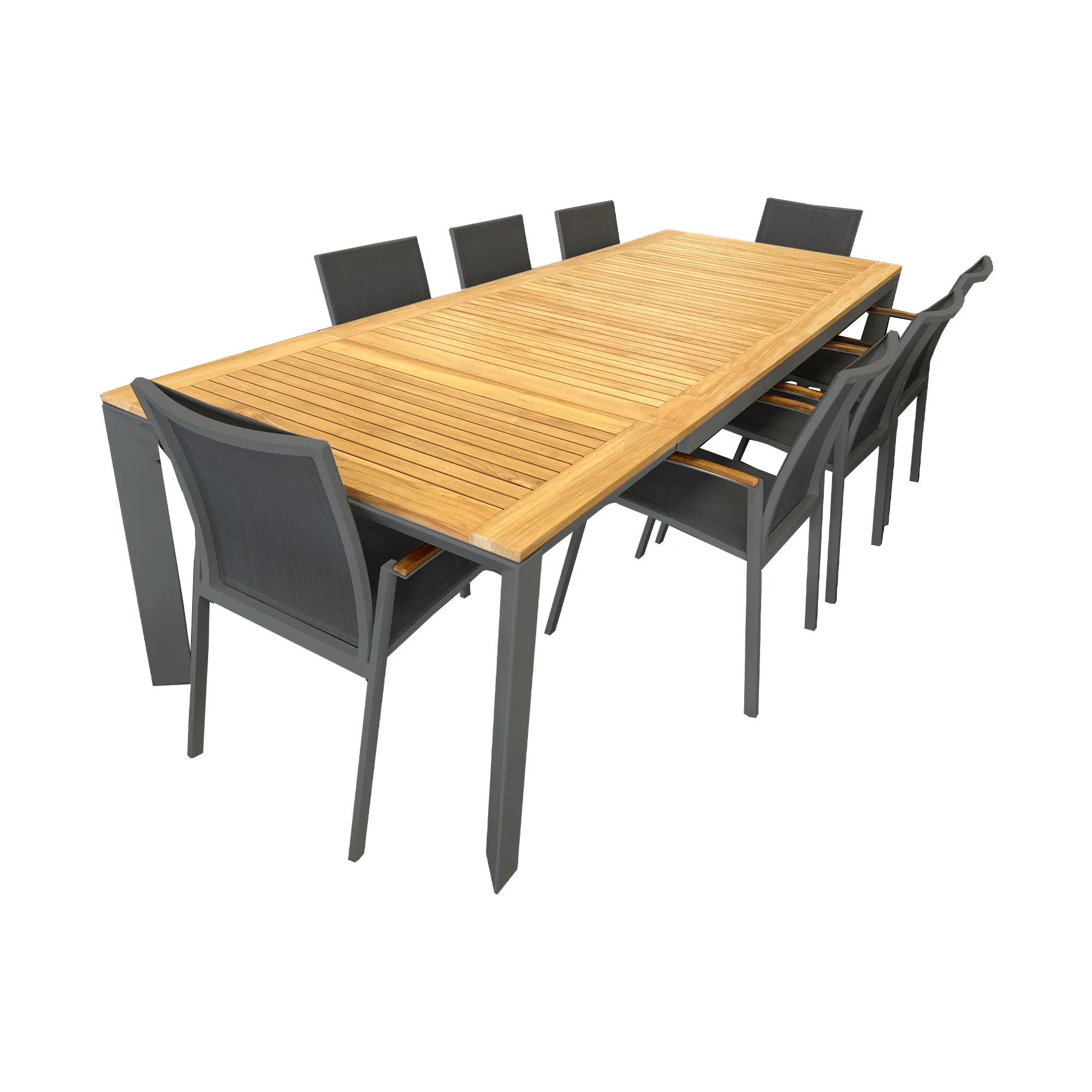 Grove/Cairo Outdoor Ext 9pce -  220/280x100 - Charcoal & Teak