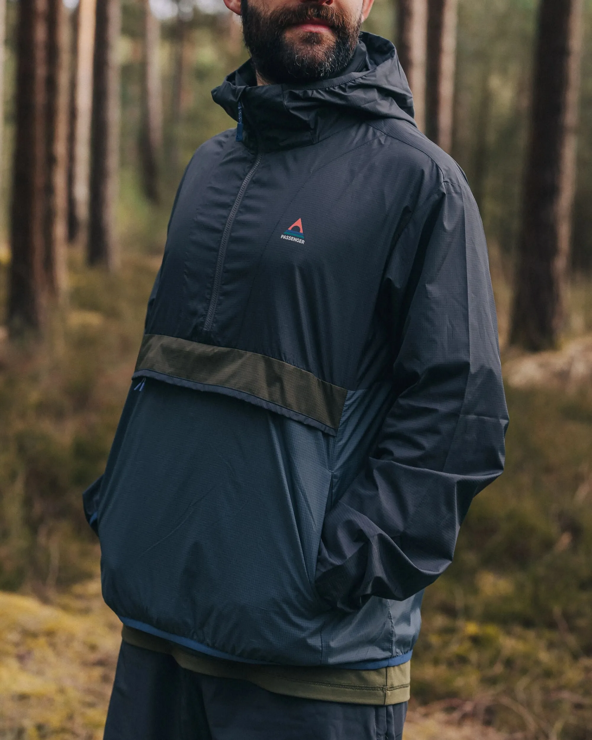 Gusto Recycled Windshell Anorak - Charcoal/Storm Grey
