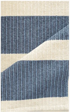 Hampton 9-inch with 4-inch Stripe Indoor/Outdoor PVC Rug - Steel Blue and Beige