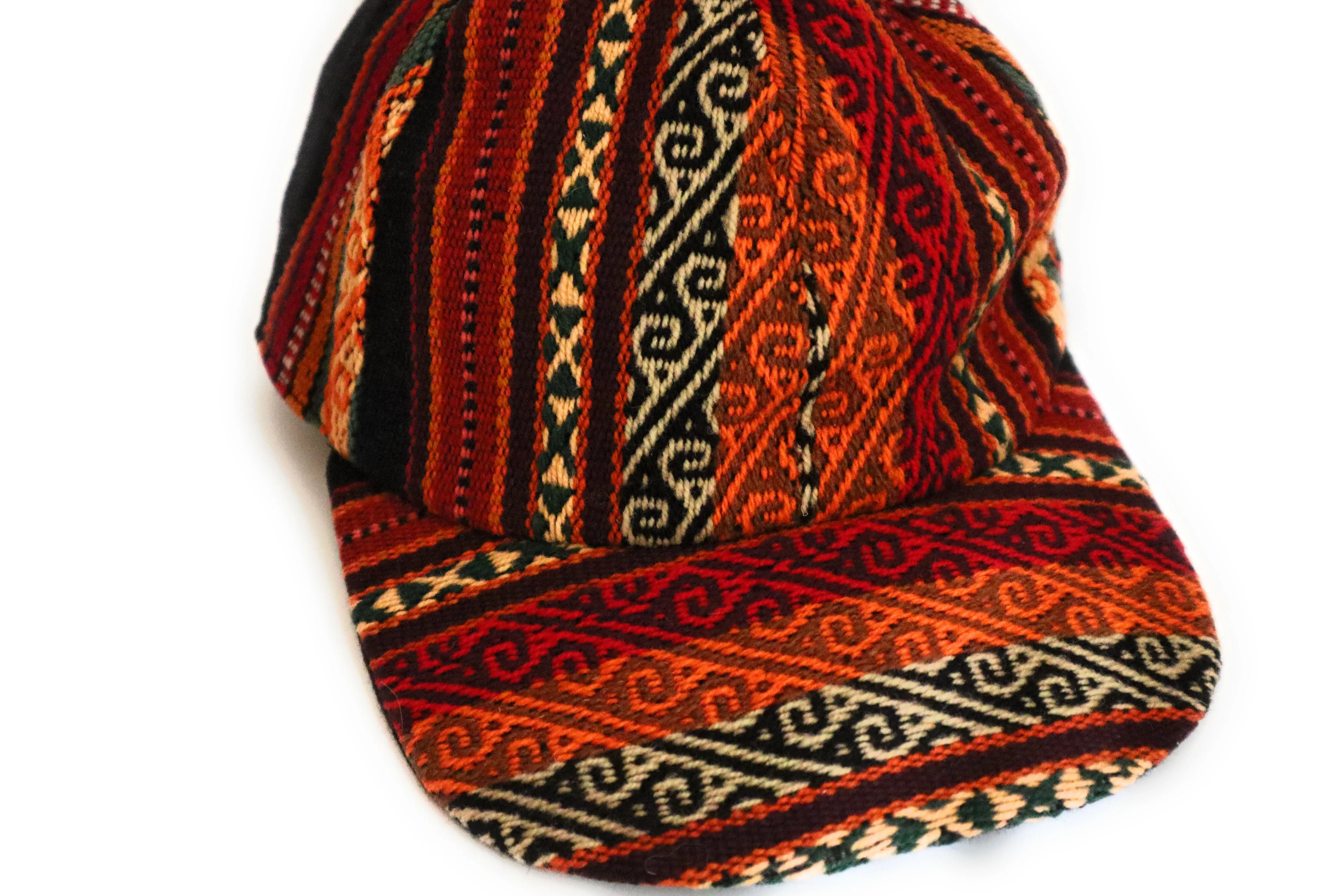 Handwoven Textile Back Strap Cap Visor Adjustable. Multicolor, Unisex.