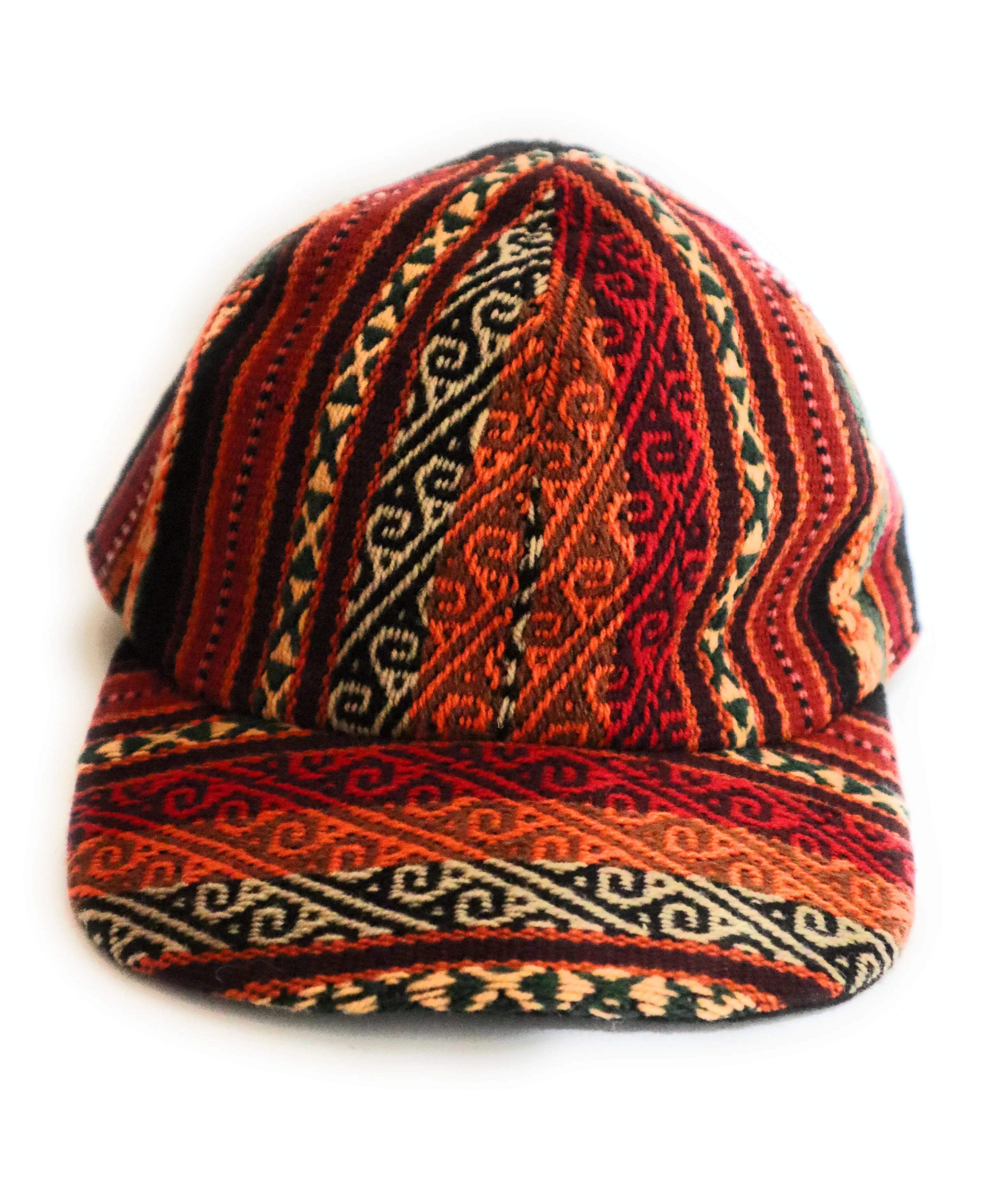 Handwoven Textile Back Strap Cap Visor Adjustable. Multicolor, Unisex.