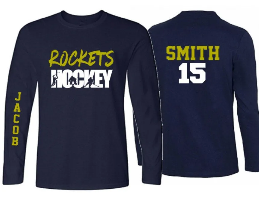 Hockey Shirt | Hockey Long Sleeve Shirt | Customize your team & colors | Adult or Youth