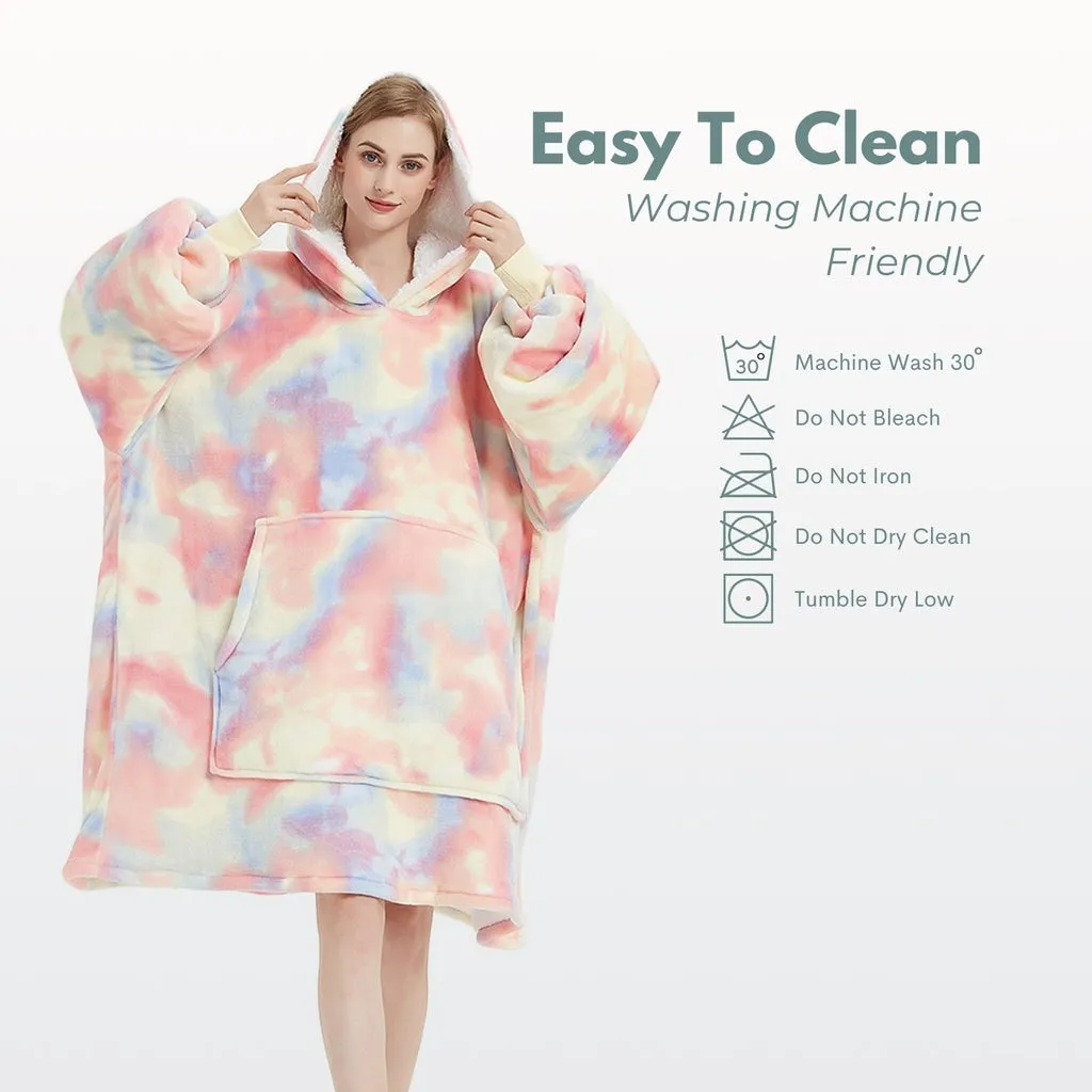 Hoodie Blanket Adult Over Sized Tie-Dyed Beige
