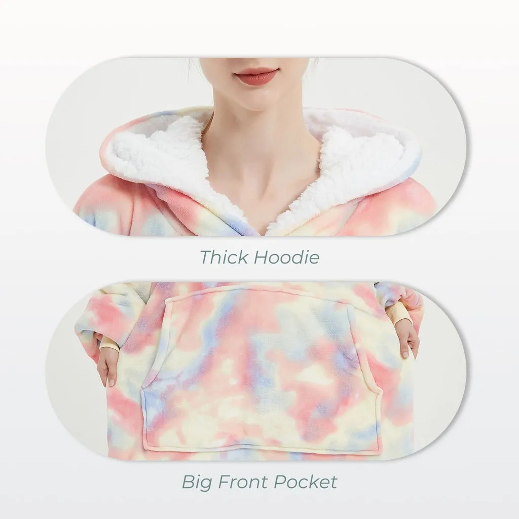 Hoodie Blanket Adult Over Sized Tie-Dyed Beige