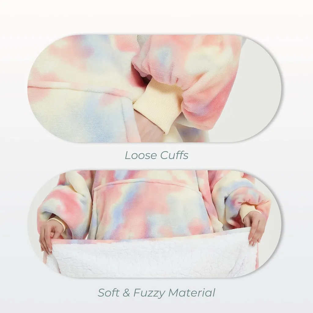 Hoodie Blanket Adult Over Sized Tie-Dyed Beige