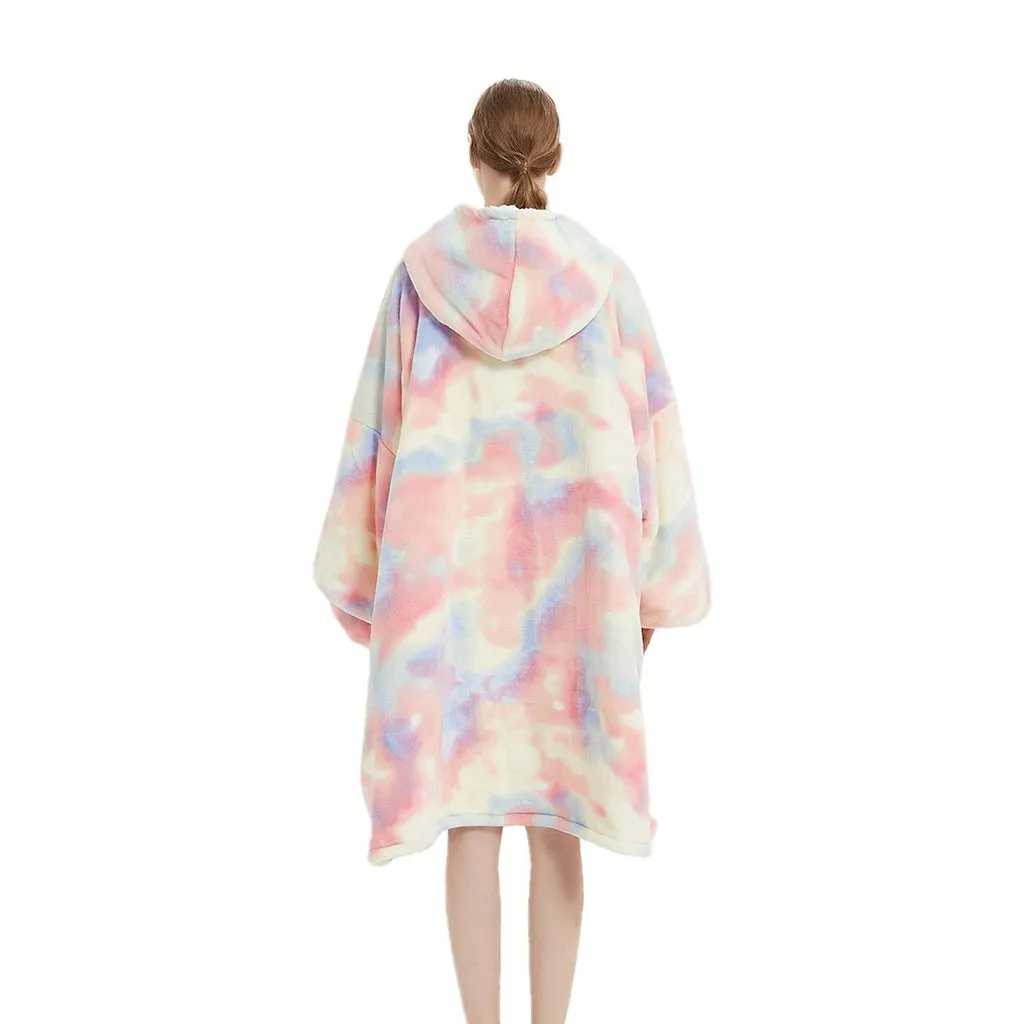 Hoodie Blanket Adult Over Sized Tie-Dyed Beige