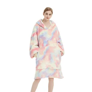 Hoodie Blanket Adult Over Sized Tie-Dyed Beige