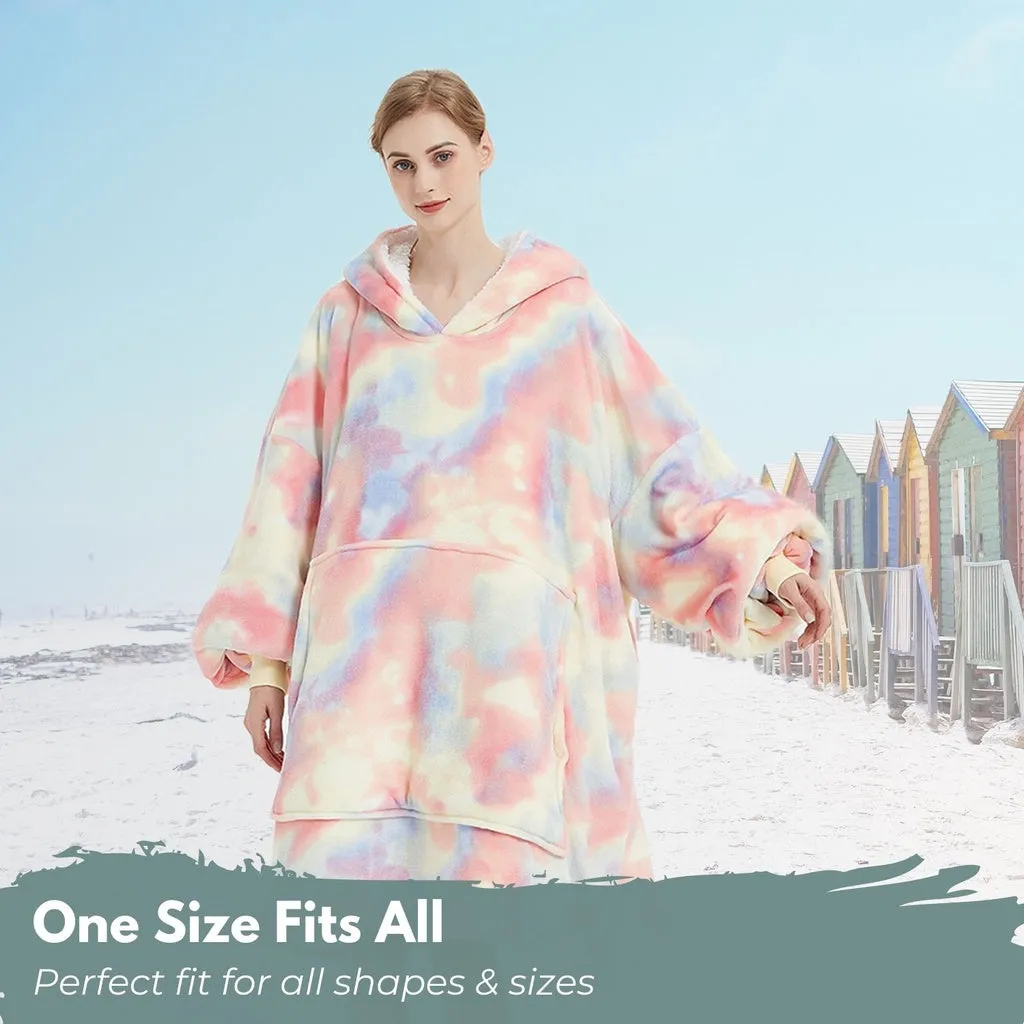 Hoodie Blanket Adult Over Sized Tie-Dyed Beige