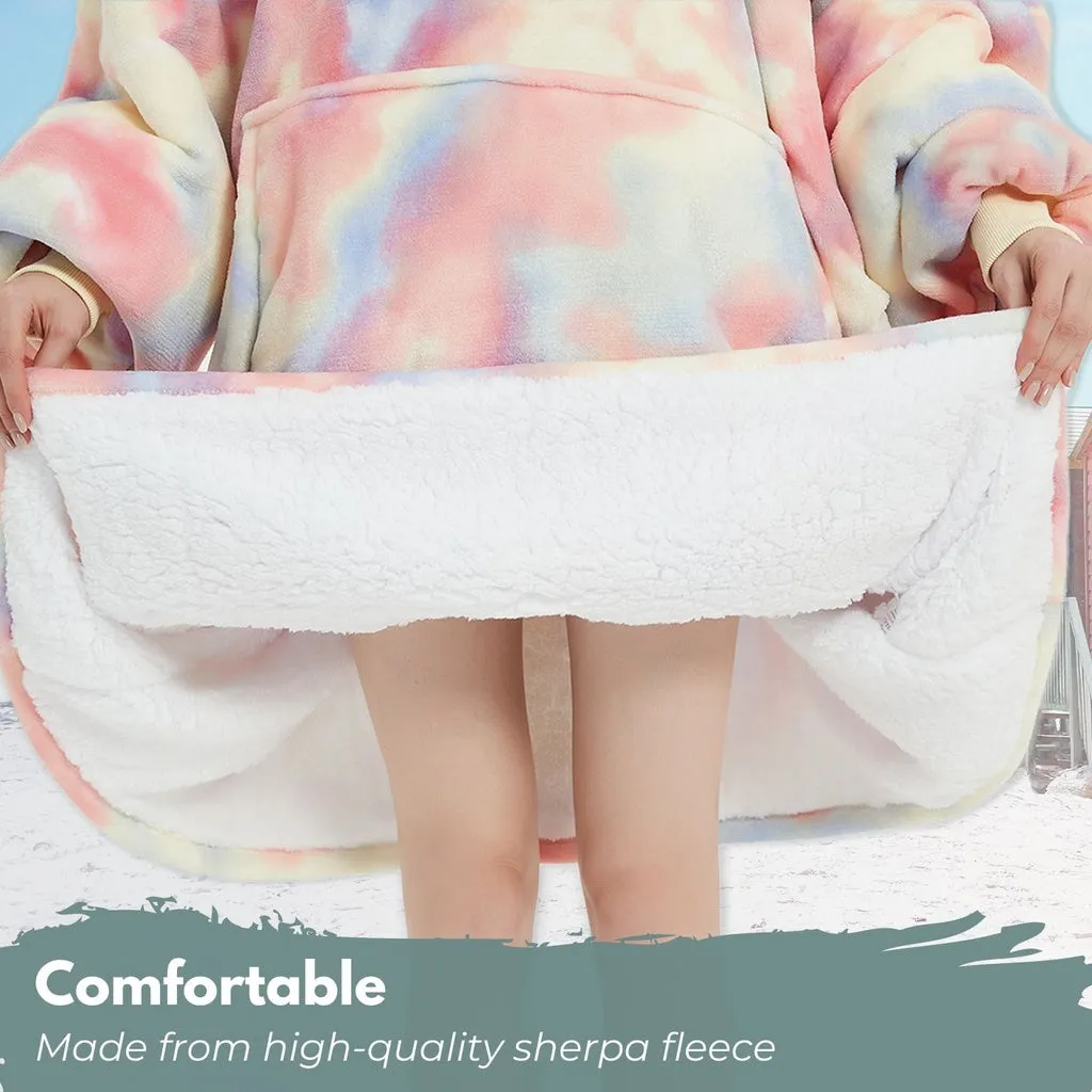 Hoodie Blanket Adult Over Sized Tie-Dyed Beige
