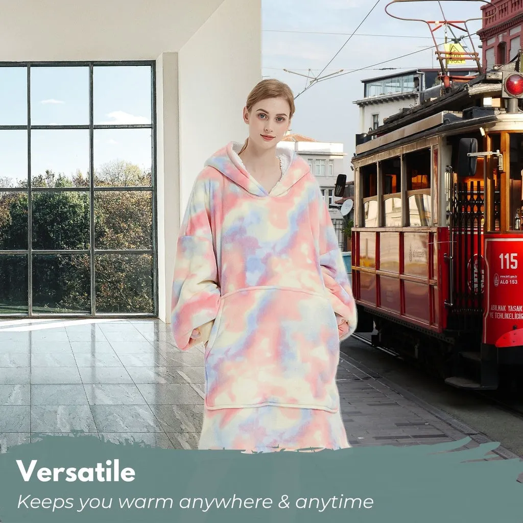 Hoodie Blanket Adult Over Sized Tie-Dyed Beige