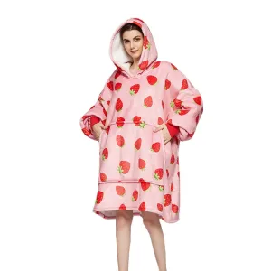 Hoodie Blanket Adult Strawberry
