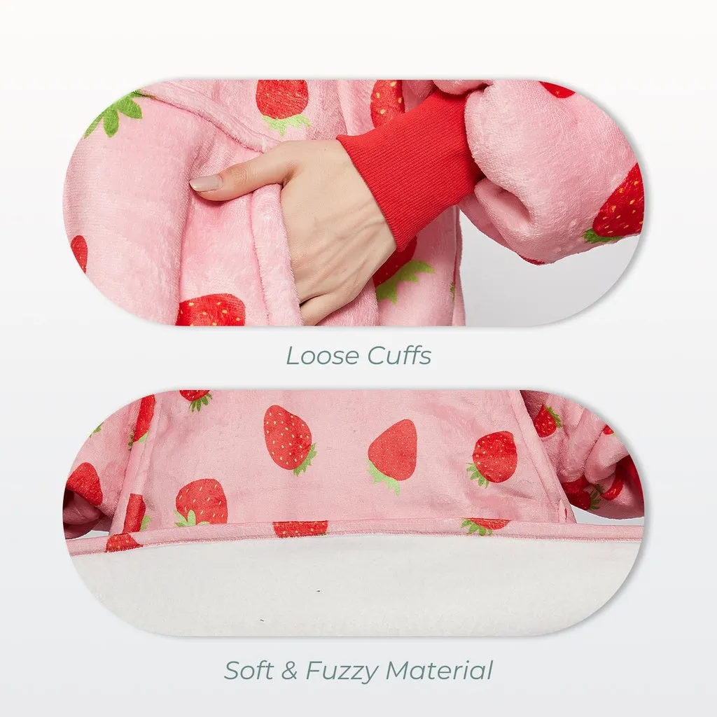 Hoodie Blanket Adult Strawberry