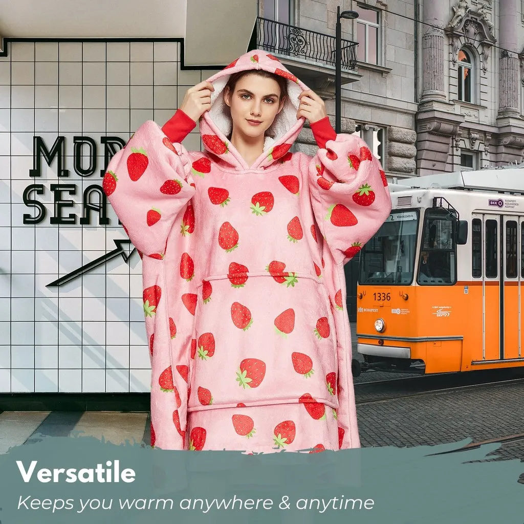 Hoodie Blanket Adult Strawberry