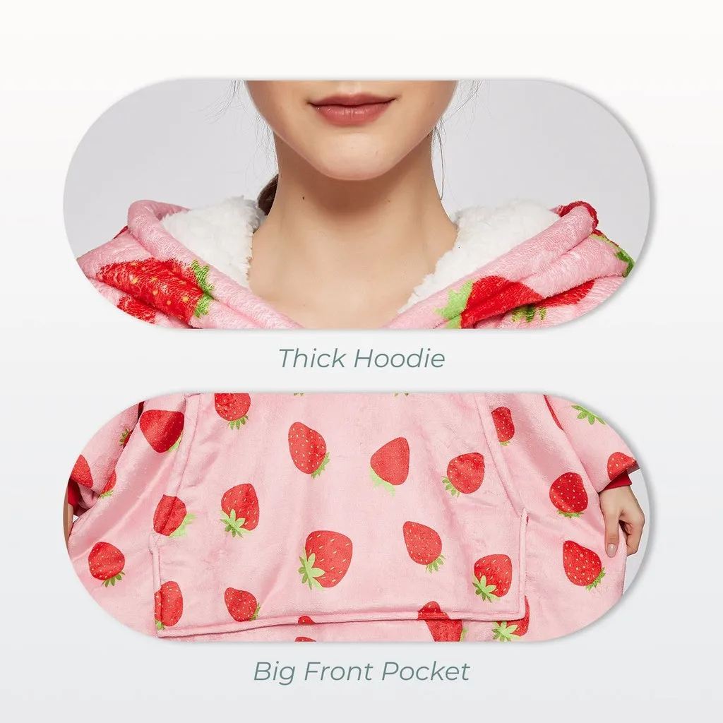 Hoodie Blanket Adult Strawberry