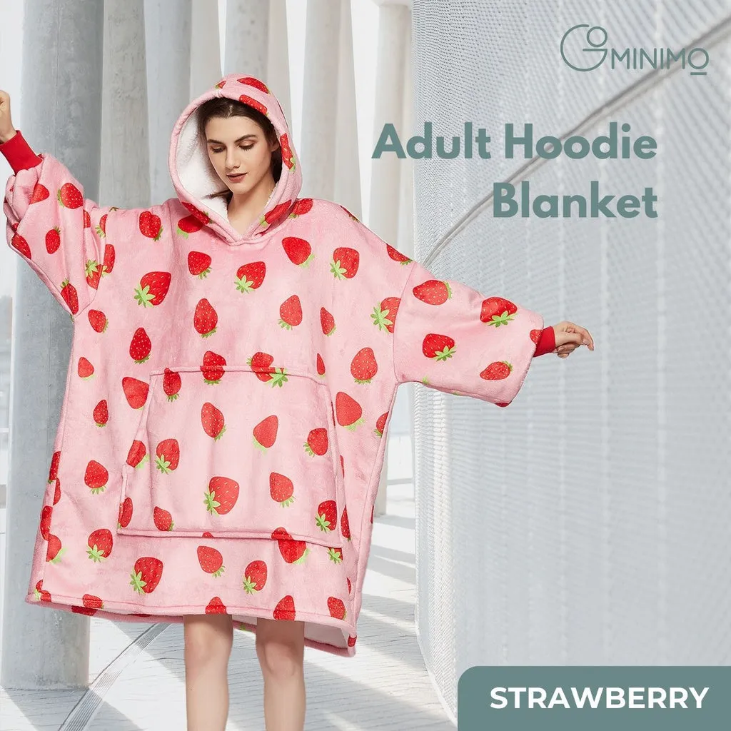 Hoodie Blanket Adult Strawberry