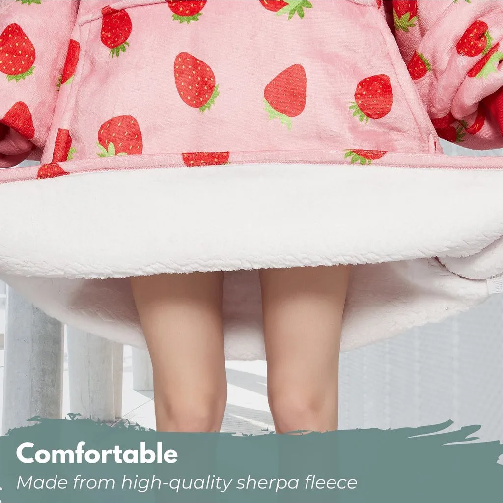 Hoodie Blanket Adult Strawberry
