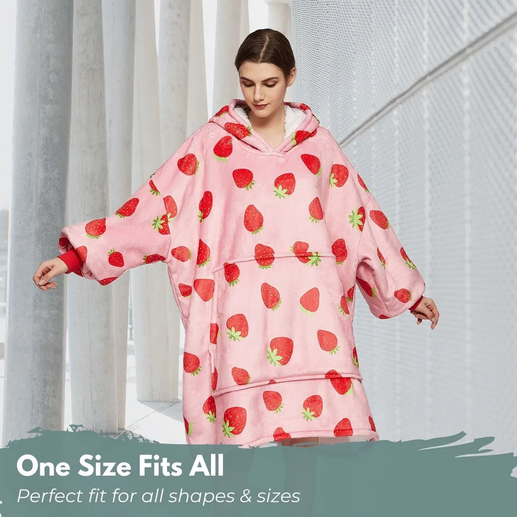 Hoodie Blanket Adult Strawberry