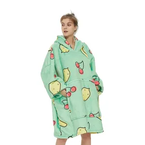 Hoodie Blanket Green Cherry Lemon Design