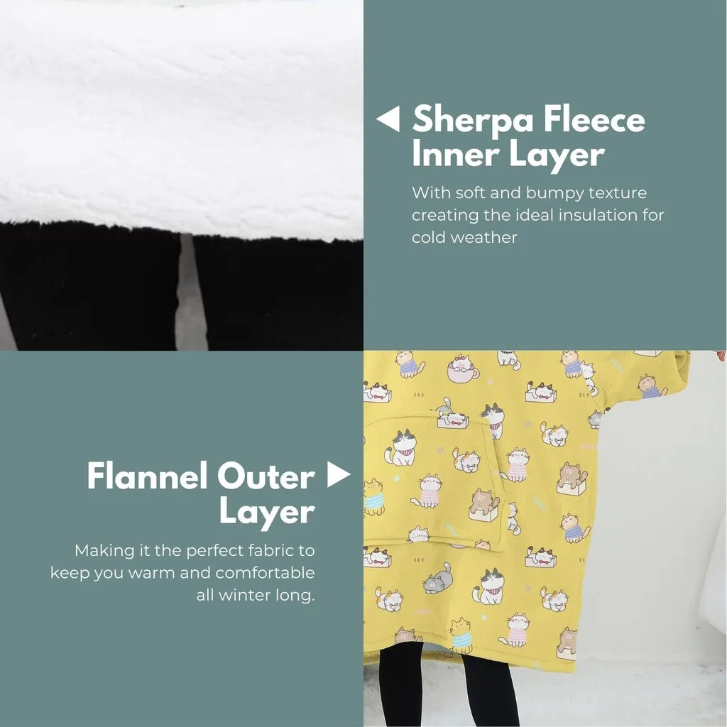 Hoodie Blanket (Kids Cat yellow)