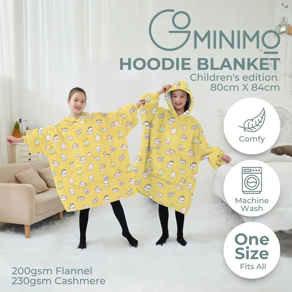 Hoodie Blanket (Kids Cat yellow)