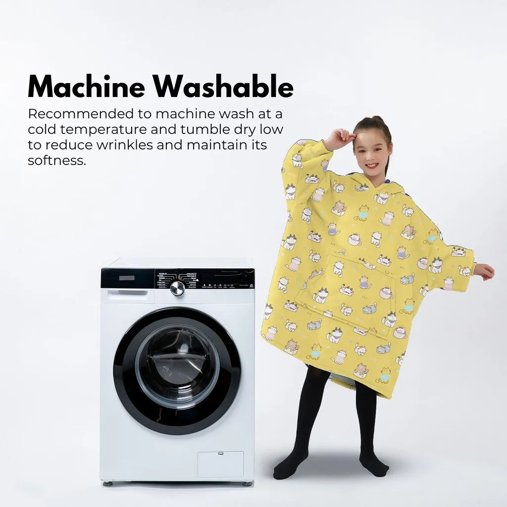 Hoodie Blanket (Kids Cat yellow)