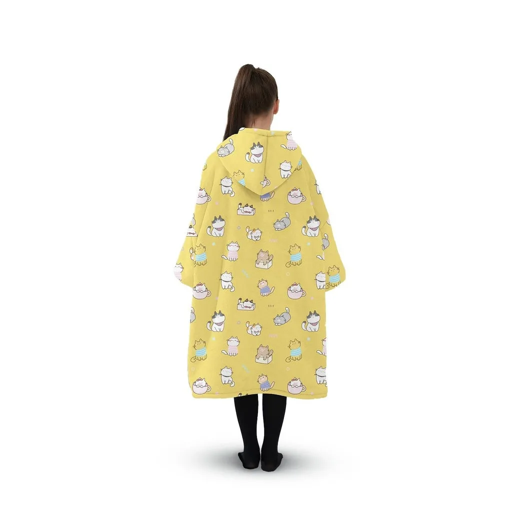 Hoodie Blanket (Kids Cat yellow)